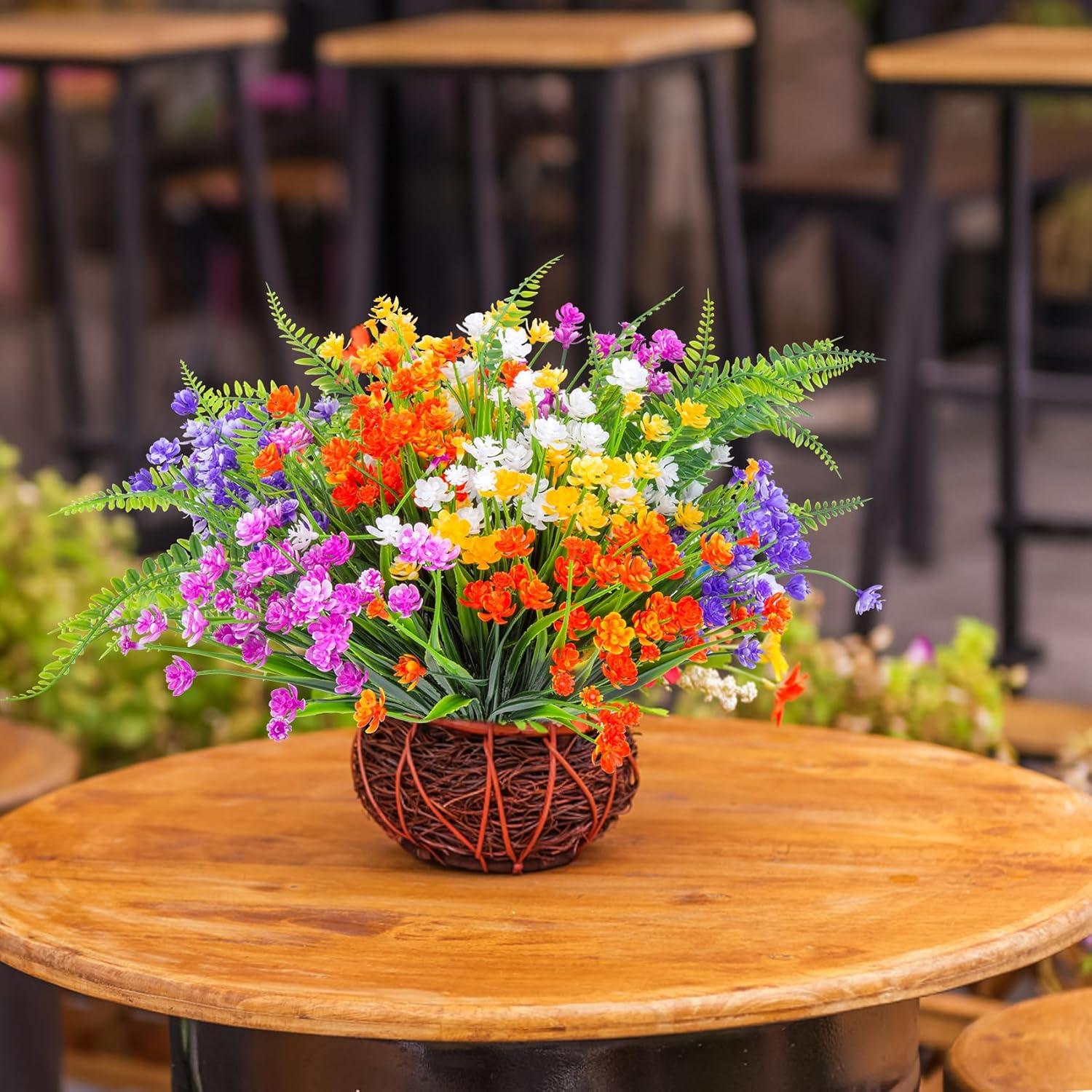 12 Bündel Kunstblumen UV-beständig 6 Farben Balkonpflanzen