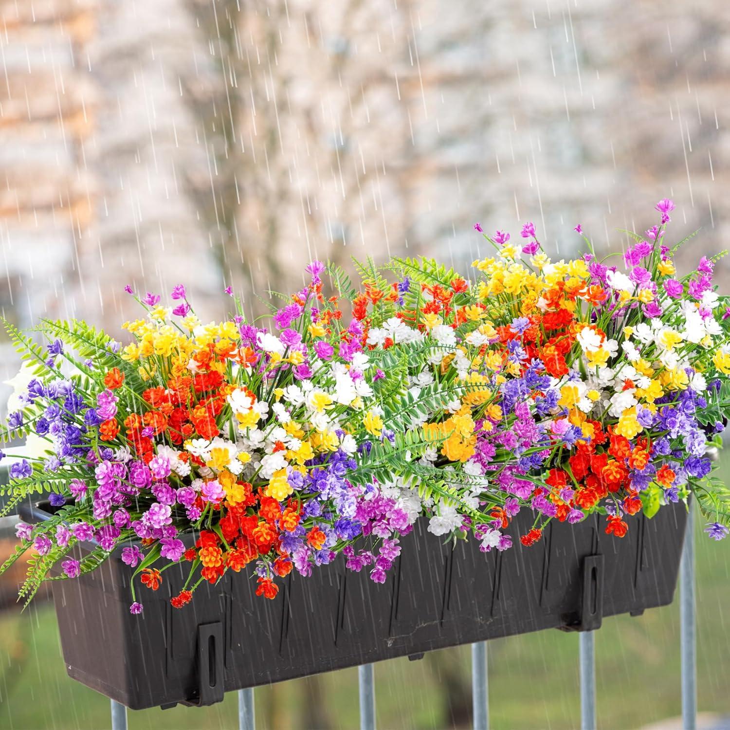 Künstliche Blumen 12er Bündel UV-beständig 6 Farben Balkon Deko