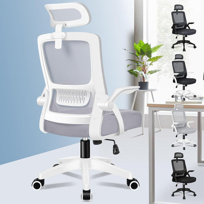 Ergonomischer Bürostuhl mit Lordosenstütze, neigbar & hochklappbare