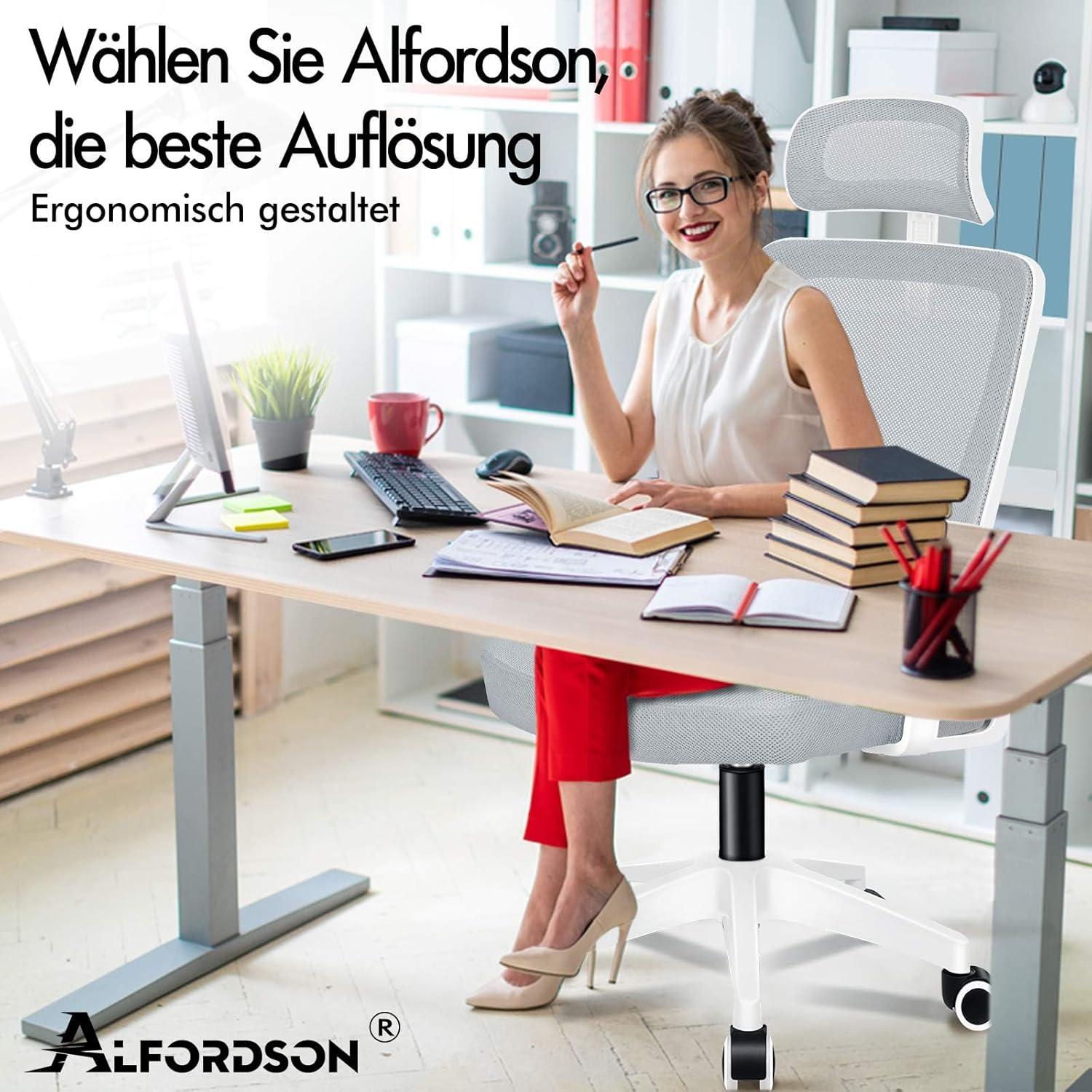 Ergonomischer Bürostuhl mit Lordosenstütze, neigbar & hochklappbare