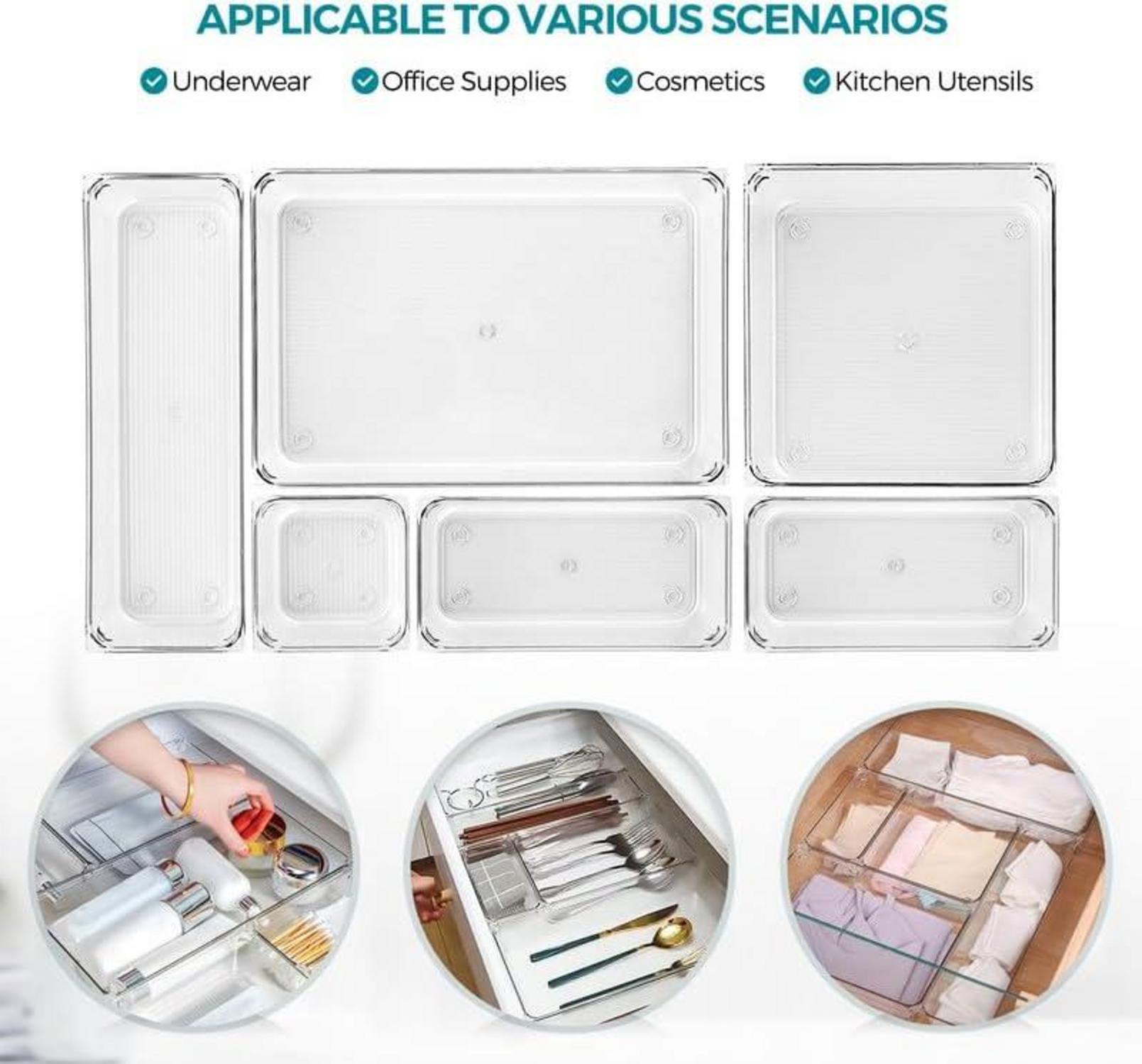 6er Set Klare Acryl Schubladen Organizer Anti-Rutsch Pads Make-up Schmuck Küche