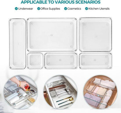 6er Set Klare Acryl Schubladen Organizer Anti-Rutsch Pads Make-up Schmuck Küche