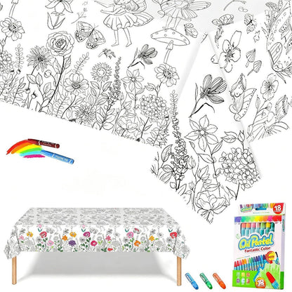Riesige Ausmaltischdecke Kinder mit 18 Stiften – Schmetterling