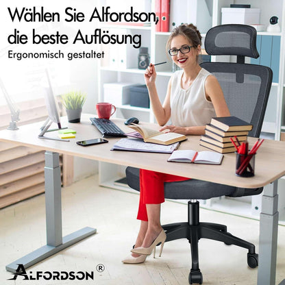 ALFORDSON Ergonomischer Bürostuhl Grau mit Lordosenstütze
