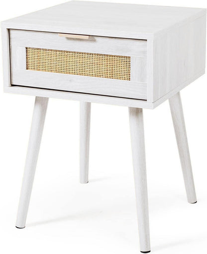 Beistelltisch Rattan mit Schublade Naturholz Nachtkommode