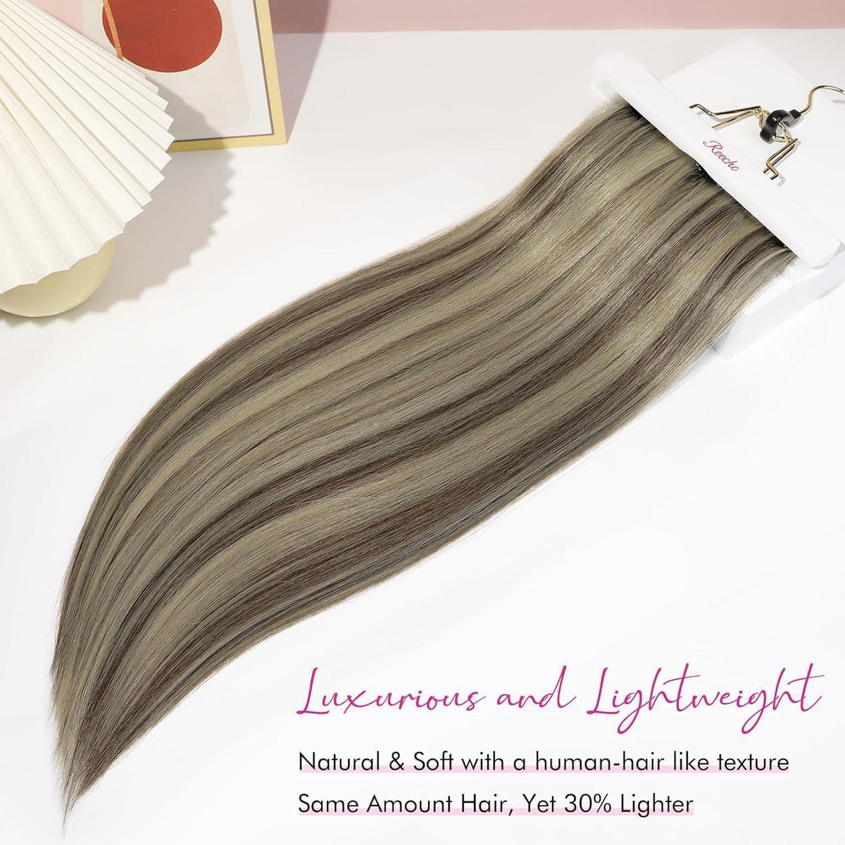 Clip-in Haarverlängerung Aschbraun mit Platinblond 61cm