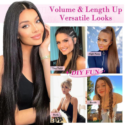 Clip-in Haarverlängerung Aschbraun mit Platinblond 61cm