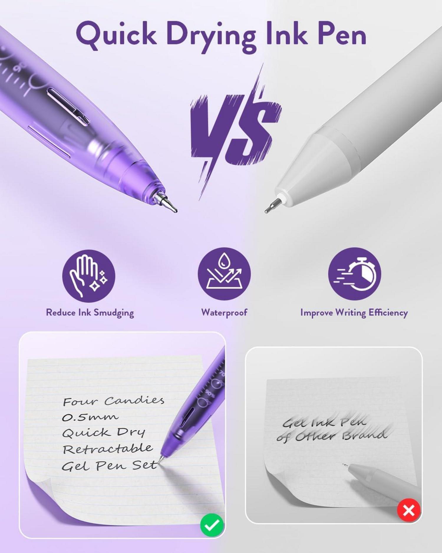 12er Set Einziehbarer Gelstift 0,5 mm - Schnelltrocknend & Nachfüllbar