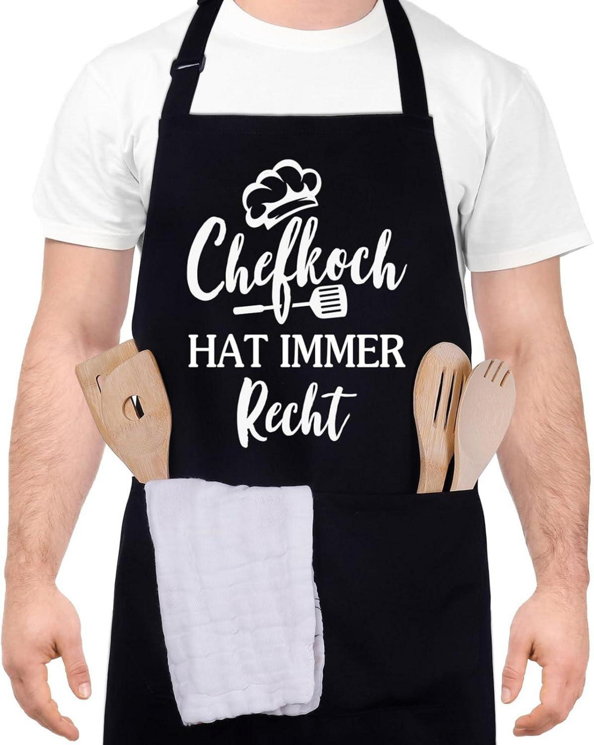 Lustige Kochschürze mit Doppeltasche Chefkoch Recht Vatertag