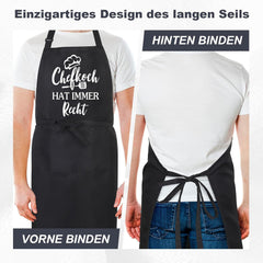 Lustige Kochschürze mit Doppeltasche Chefkoch Recht Vatertag