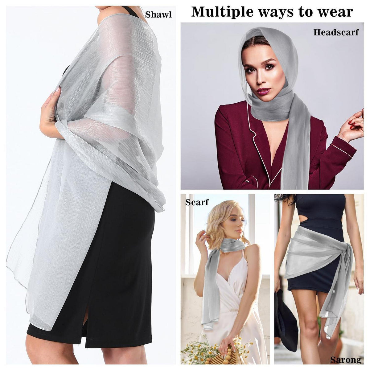 Damen Stola Chiffon Schal Elegant Übergroß Schultertuch