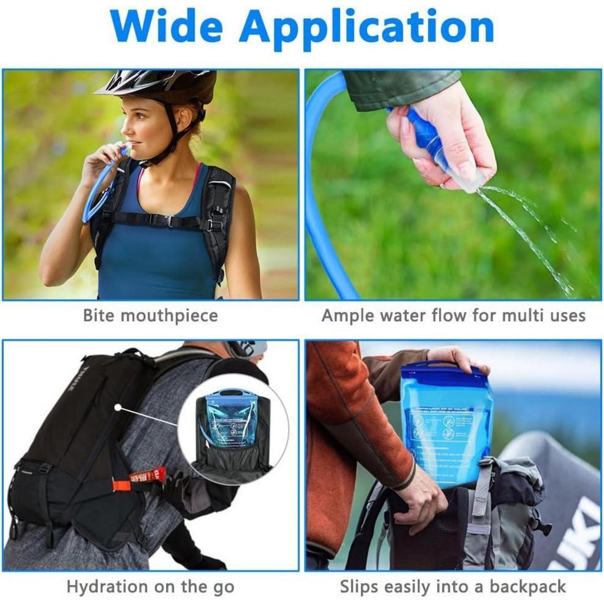 Trinkblase 2L für Rucksack, BPA-frei, auslaufsicher, Blau