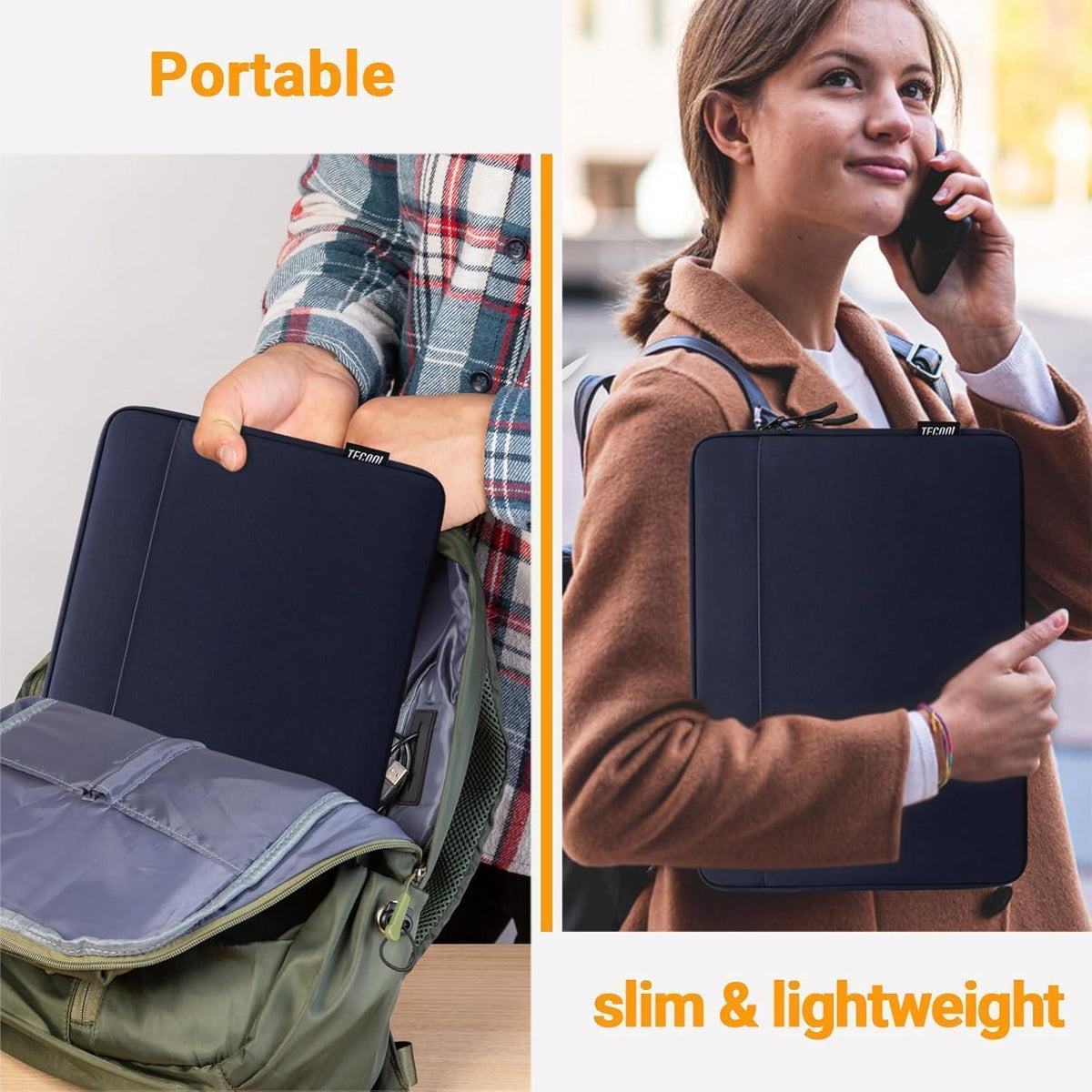 14 Zoll Laptoptasche Wasserdicht mit Zubehörtasche Dunkelblau