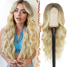 Perücke Blond 66cm Lange Wellig Lace Front Synthetische Haar Frauen
