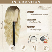 Lange Blonde Wellen Lace Front Perücke 66cm Ombre Blond