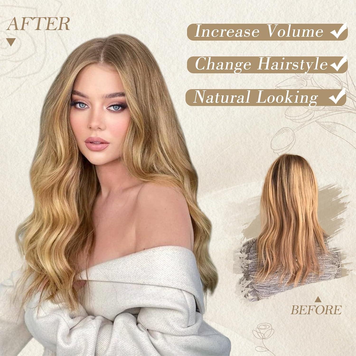 Lange Blond Perücke 66cm Wellig Lace Front Natürlich Synthetisch Ombre Blond