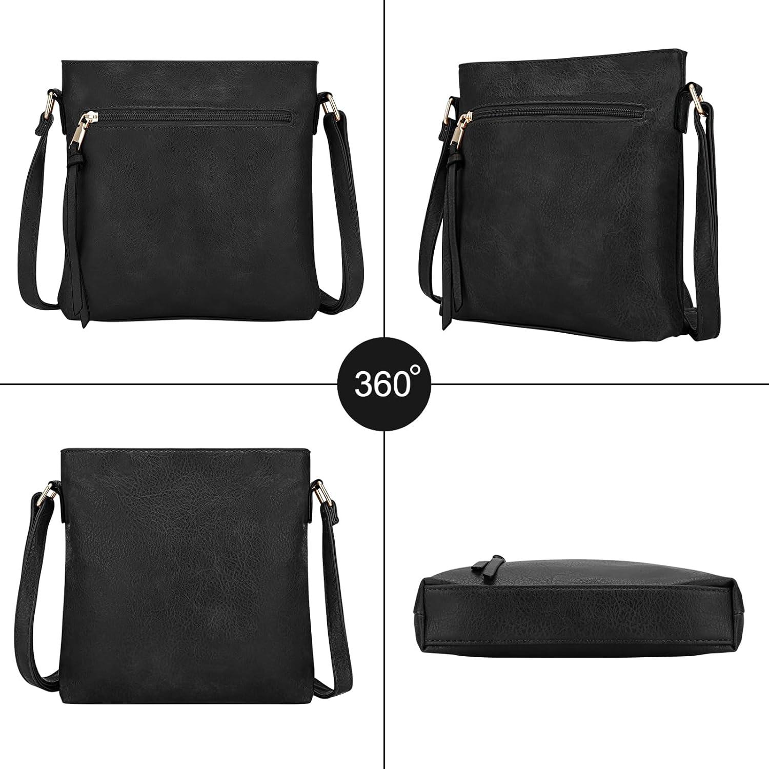 Dobsechs Umhängetasche Damen aus weichem PU-Leder, Crossbody-Tasche mit verstellbarem Riemen