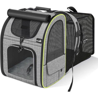 Erweiterbarer Haustier Rucksack XL mit Netzfenster und Vorhang