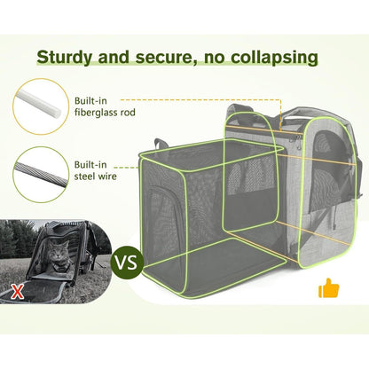 Erweiterbarer Haustier Rucksack XL mit Netzfenster und Vorhang