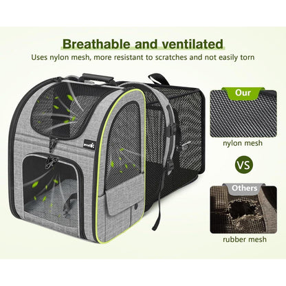 Erweiterbarer Haustier Rucksack XL mit Netzfenster und Vorhang