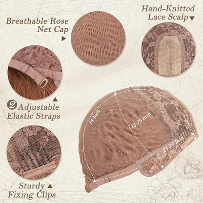 BARSDAR Auburn Lange Wellige Lockige Perücke 66cm Hitzebeständig Wig