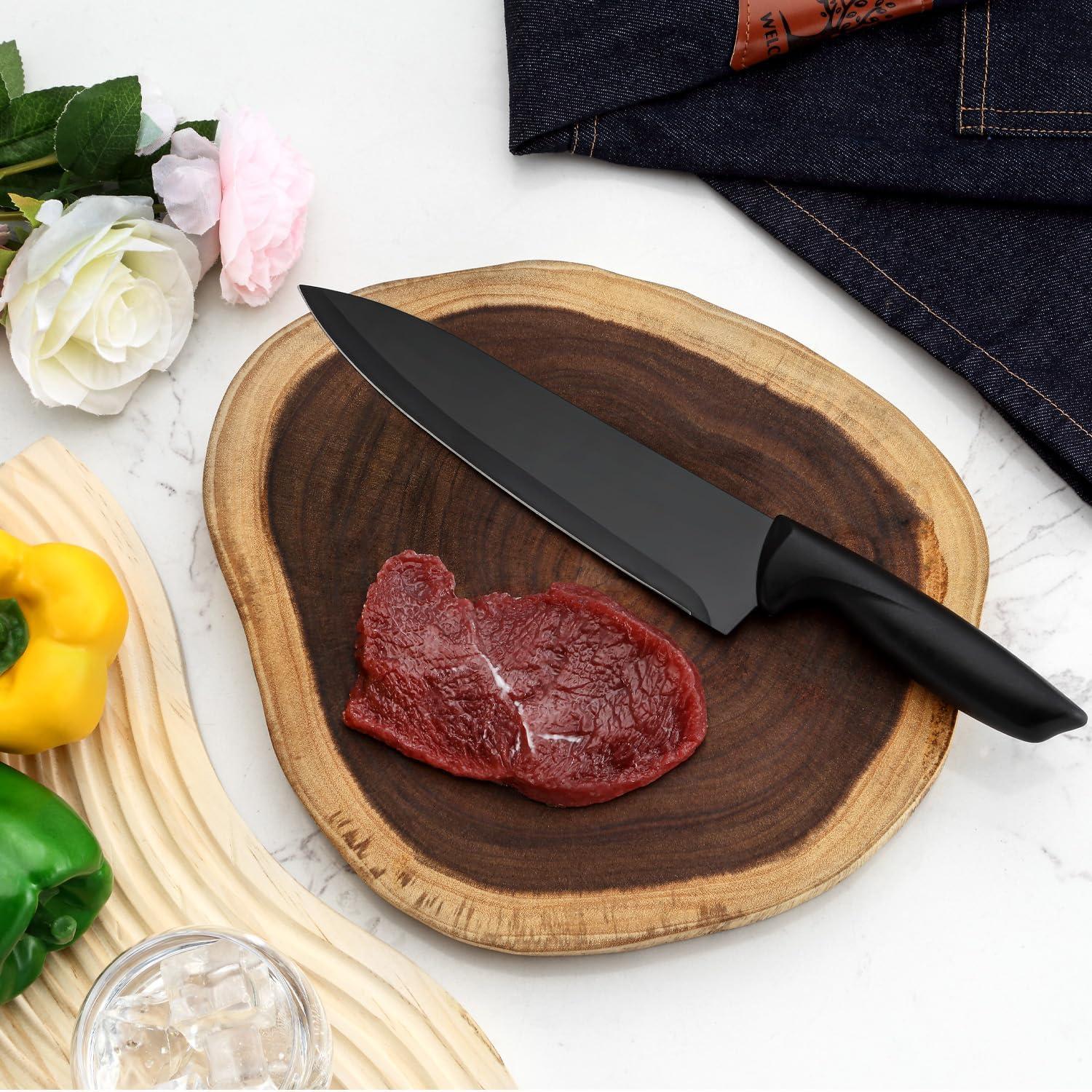 5tlg Küchenmesser Set Schwarz Edelstahl Antihaftbeschichtet