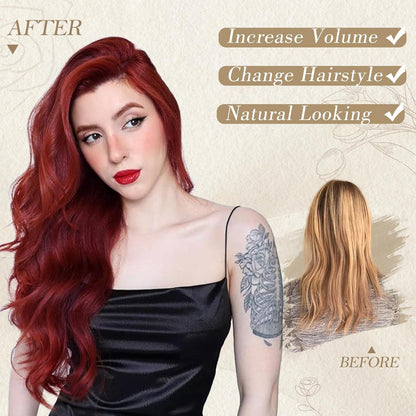 BARSDAR Lange Wellige Rote Lace Front Perücke 66cm Mittelscheitel Lockige Synthetische Haar Perücke