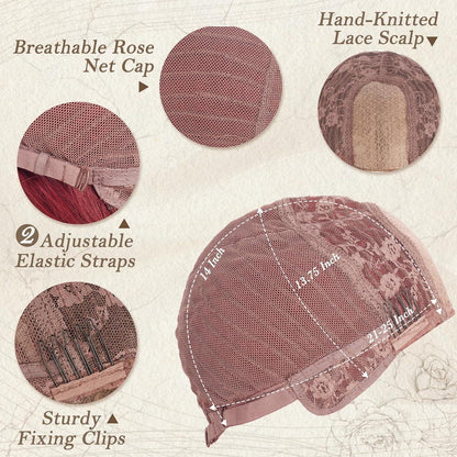 Lange Wellige Rote Lace Front Perücke 66cm Hitzebeständig Cosplay Halloween