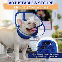 Halskrause Hund Weich Leckschutz Schutzkragen Comfy Cone Einstellbar Atmungsaktiv Blau XL