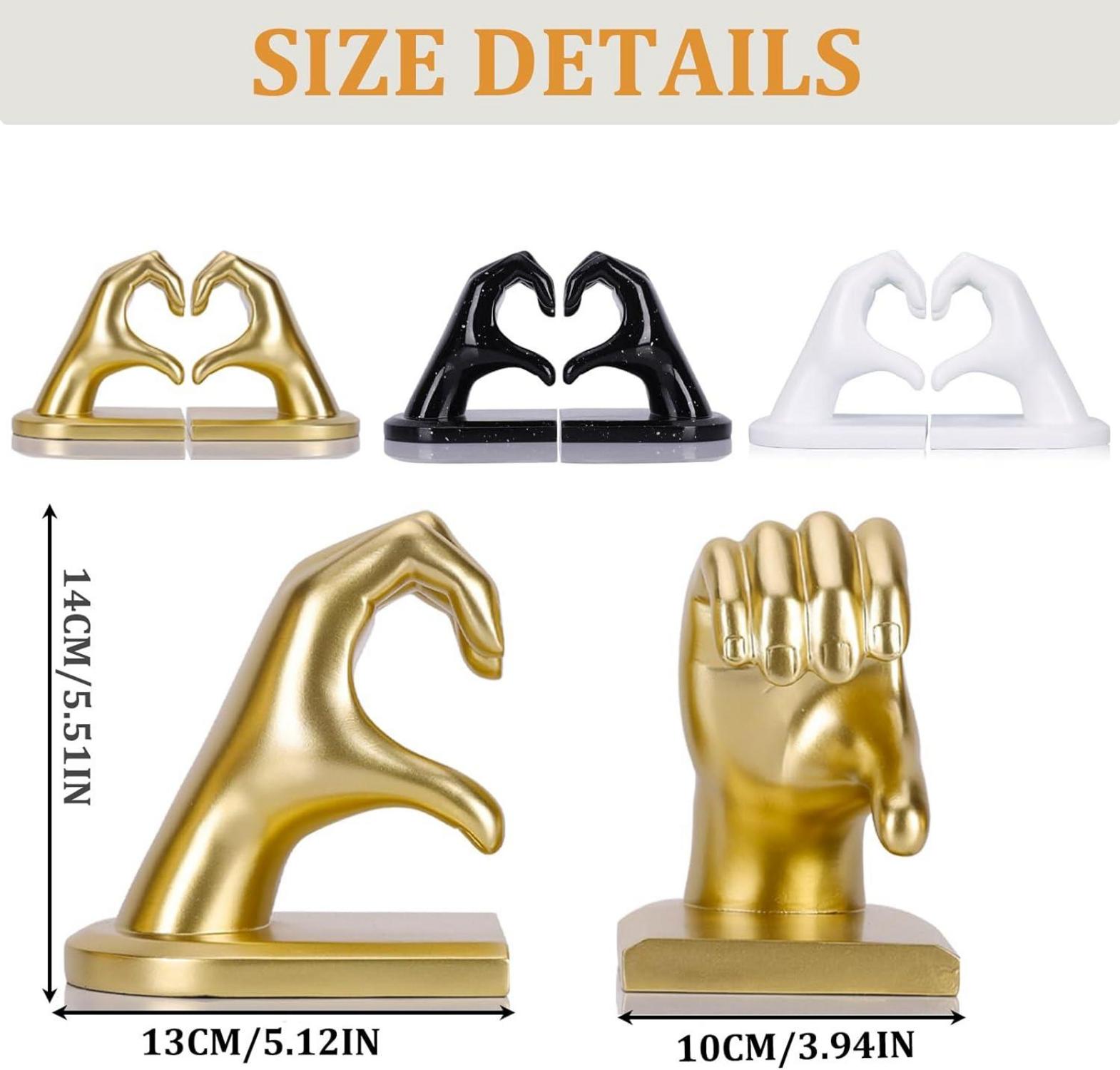 Goldene Herz Hände Deko Buchstützen Skulptur, Kreativ Bookend