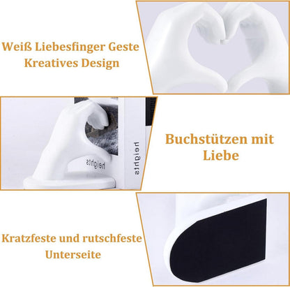 Harz Skulptur Buchstützen 2er Set, Dekorative Bücherenden für