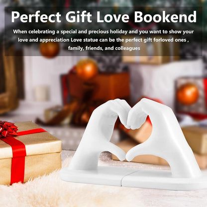 Buchstützen Herz Deko Skulptur White 2er Set für Bücherregal