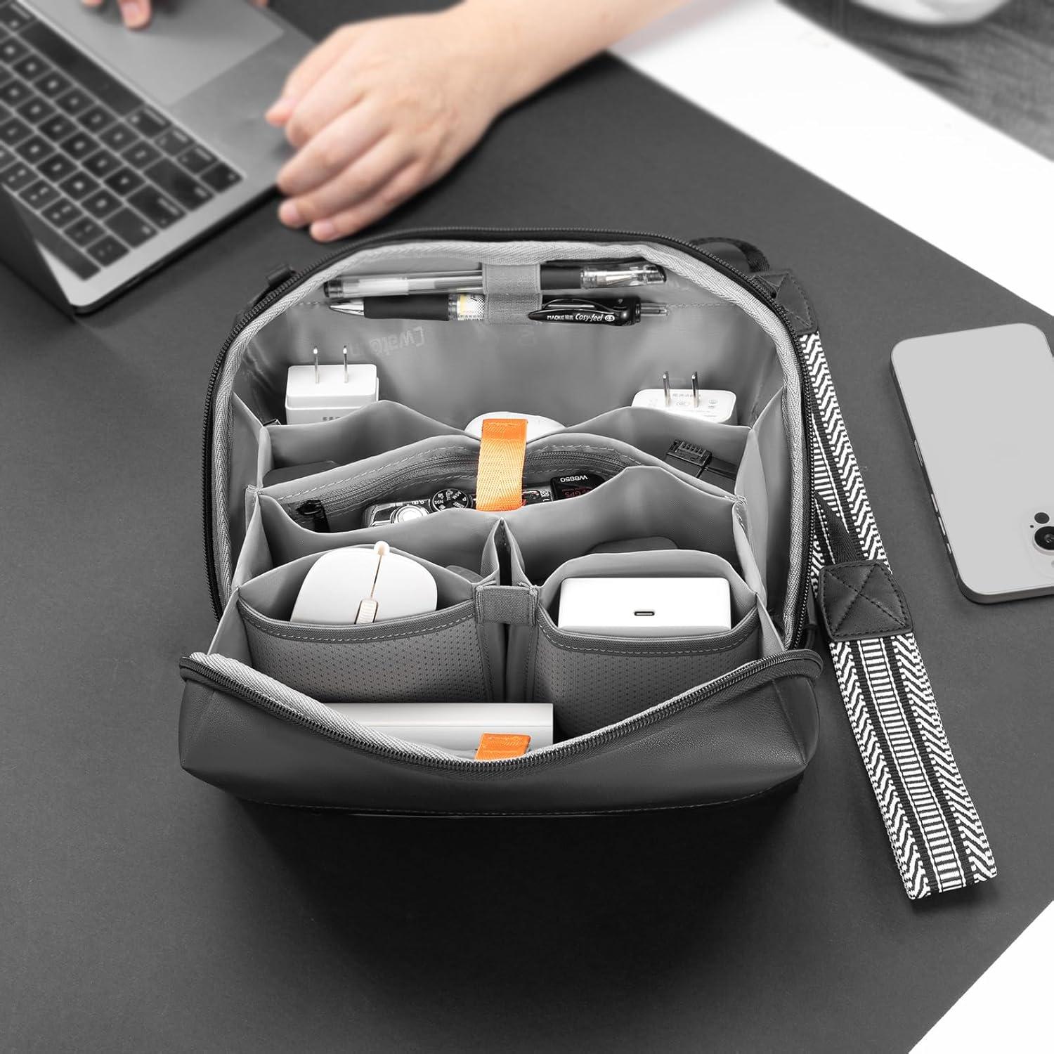 Kabeltasche Organizer Tasche Tech Beutel iPad Mini Ladegeräte 4L Schwarz