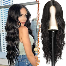 Schwarze Lange Wellige Synthetische Perücke 66cm für Frauen Halloween