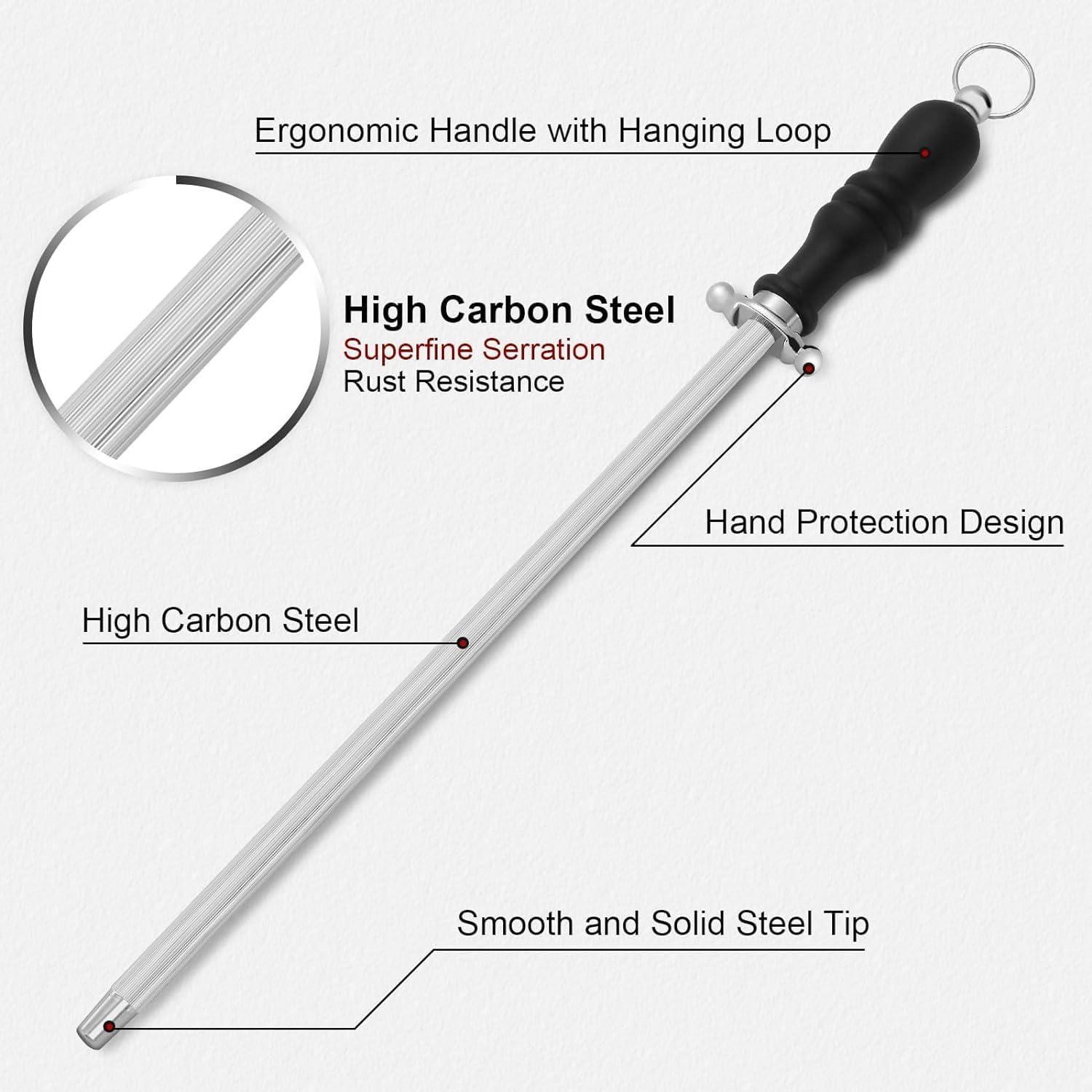 26cm Profi Wetzstahl für Messer Premium Qualität magnetisch inkl. Aufhängeschlaufe