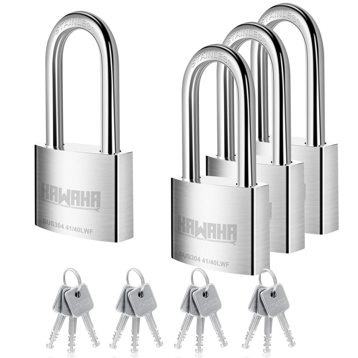 Edelstahl Vorhängeschloss 40mm - gleichschließend - 4er Set