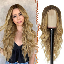 Lange Ombre Blond Perücke 66cm Wellig Mittelscheitel Party Cosplay