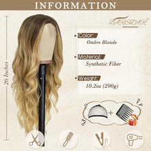 Lange Ombre Blond Perücke 66cm Wellig Mittelscheitel
