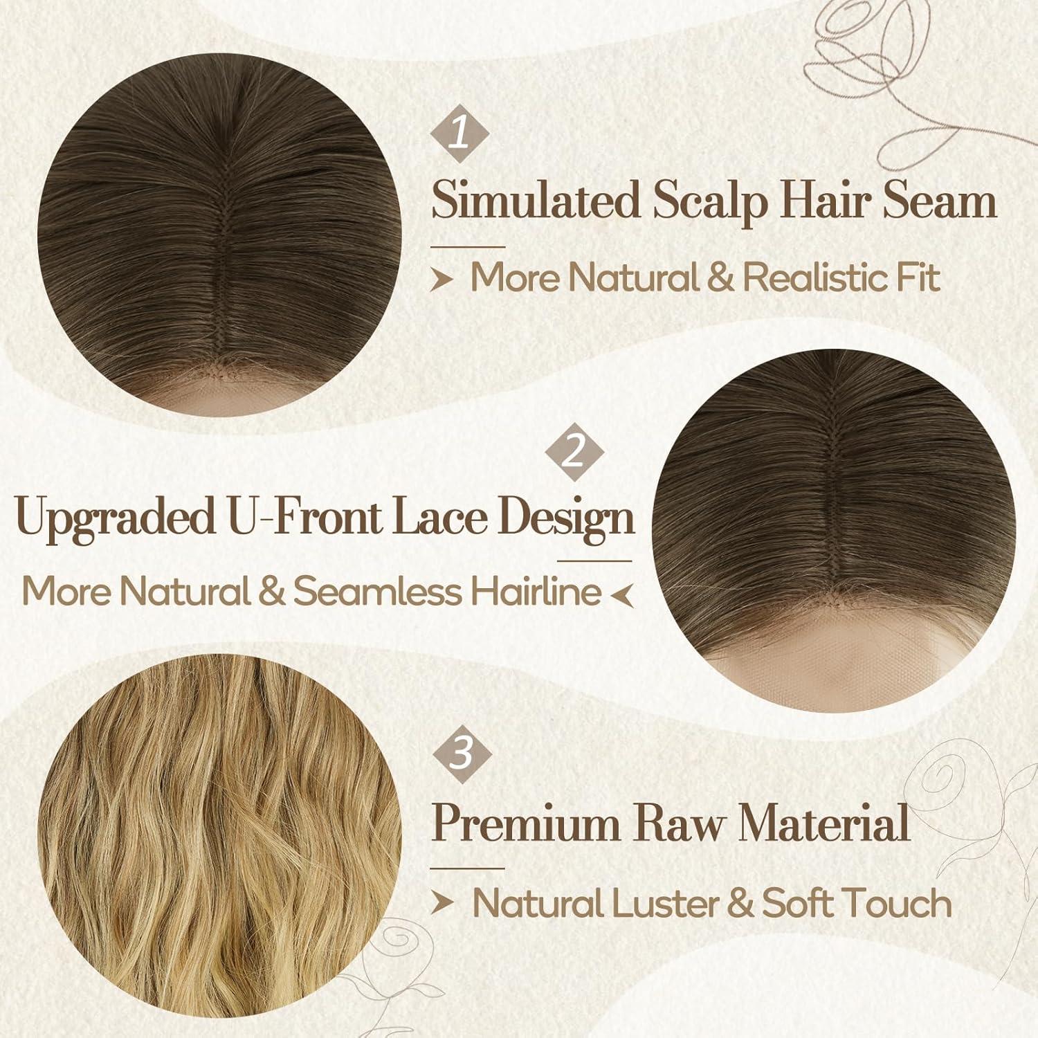 Lange Ombre Blond Perücke 66cm Wellig Mittelscheitel Party Cosplay