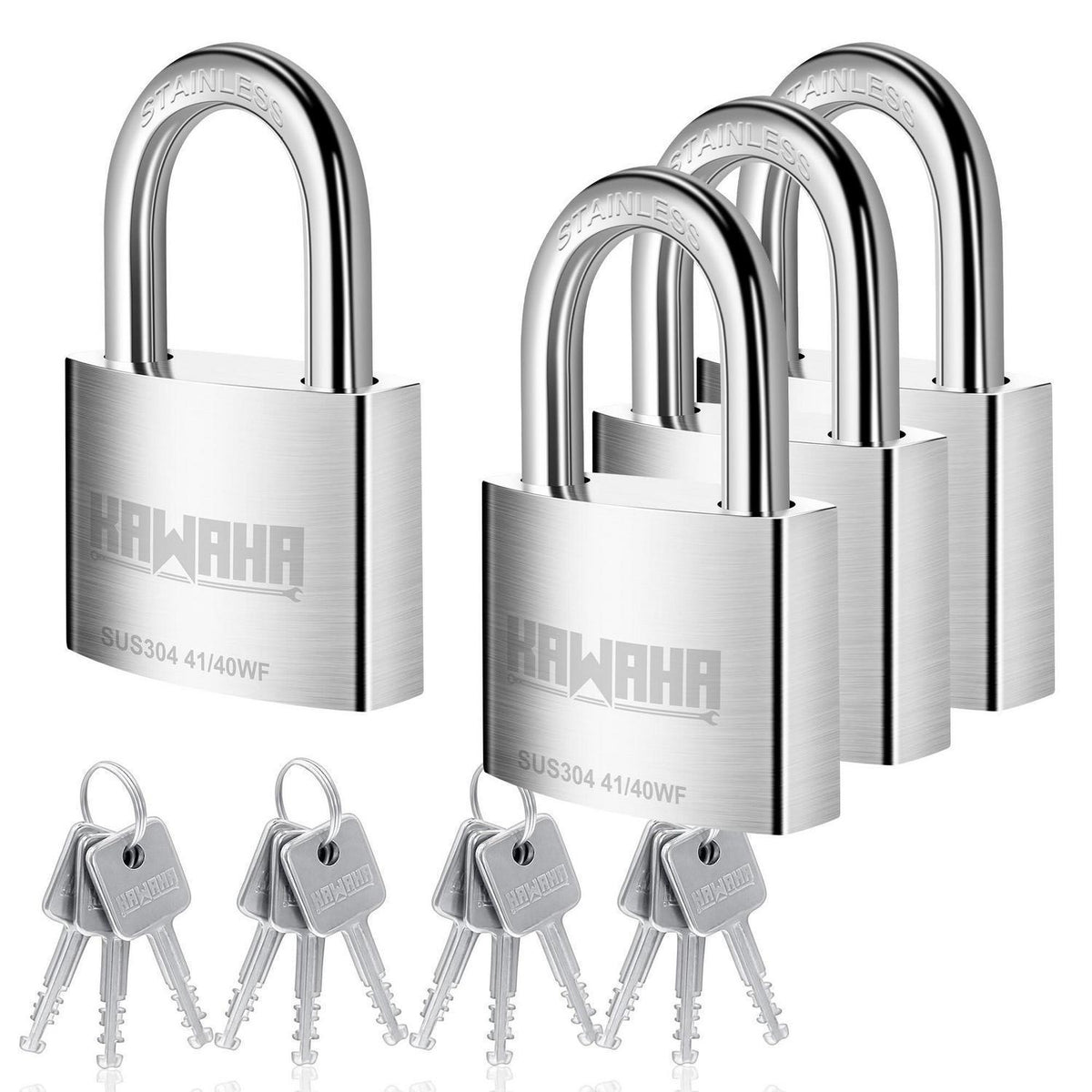 Edelstahl Vorhängeschloss 40mm - 4er Set, gleichschließend