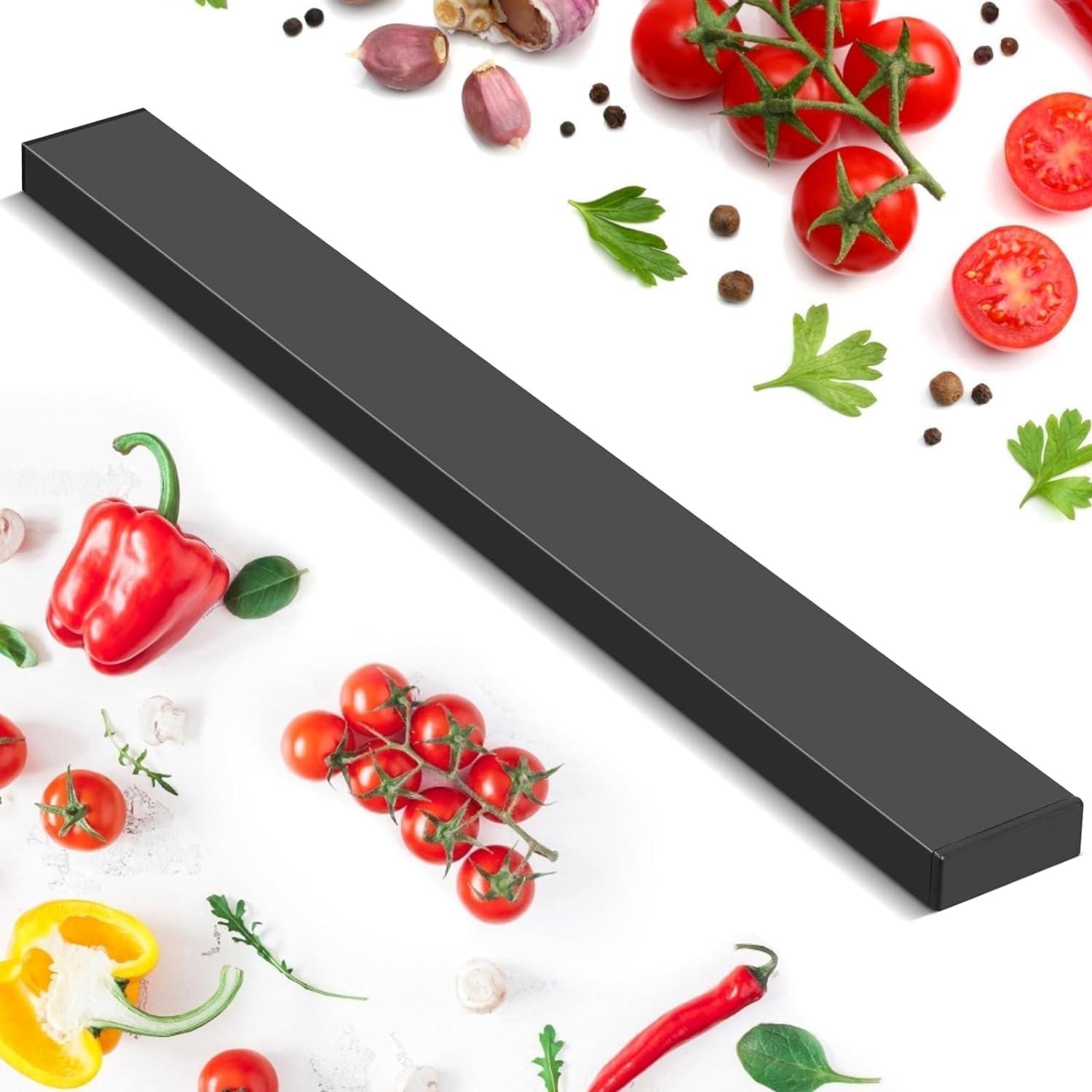Magnetleiste Messer 60cm Edelstahl Schwarz mit 3 Haken selbstklebend