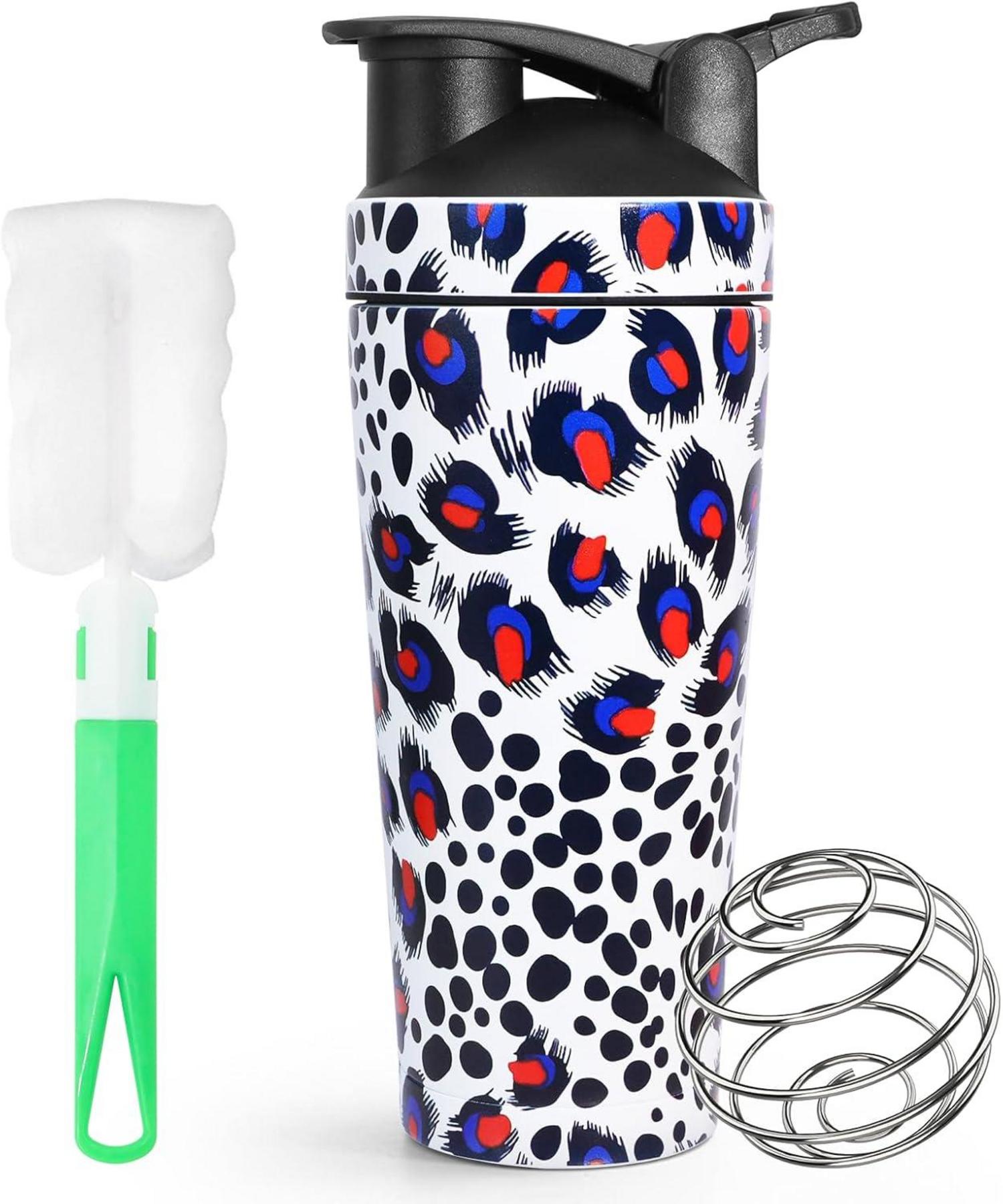 Protein Shaker Edelstahl 750ml mit Skala und Kugel BPA-frei