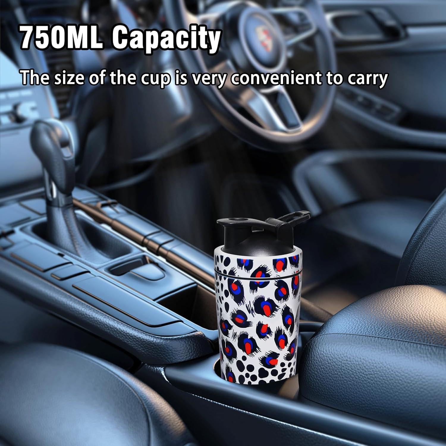 Protein Shaker Edelstahl 750ml Skala Kugel BPA-frei White