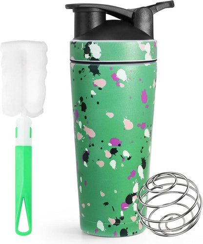 Edelstahl Protein Shaker Thermoflasche BlenderBall 750ml Green BPA