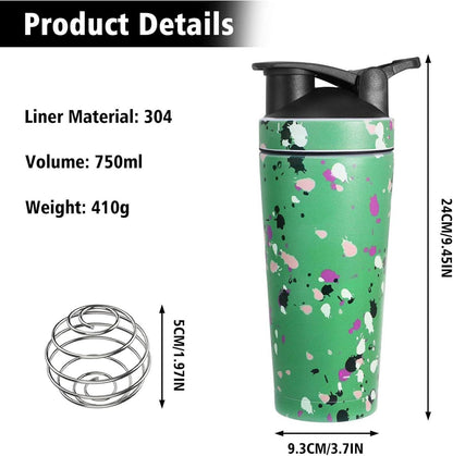 Edelstahl Protein Shaker 750ml Thermoflasche BlenderBall