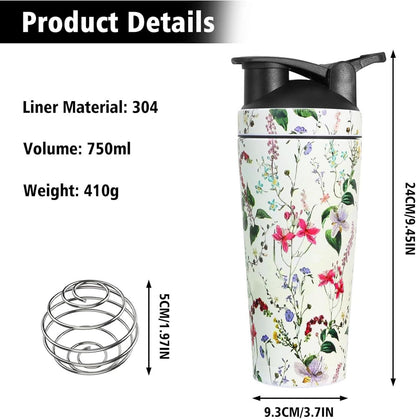 Edelstahl Protein Shaker 750ml Thermoflasche BlenderBall