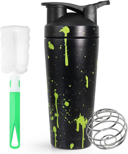 Edelstahl Protein Shaker mit Kugel und Skala 750ml