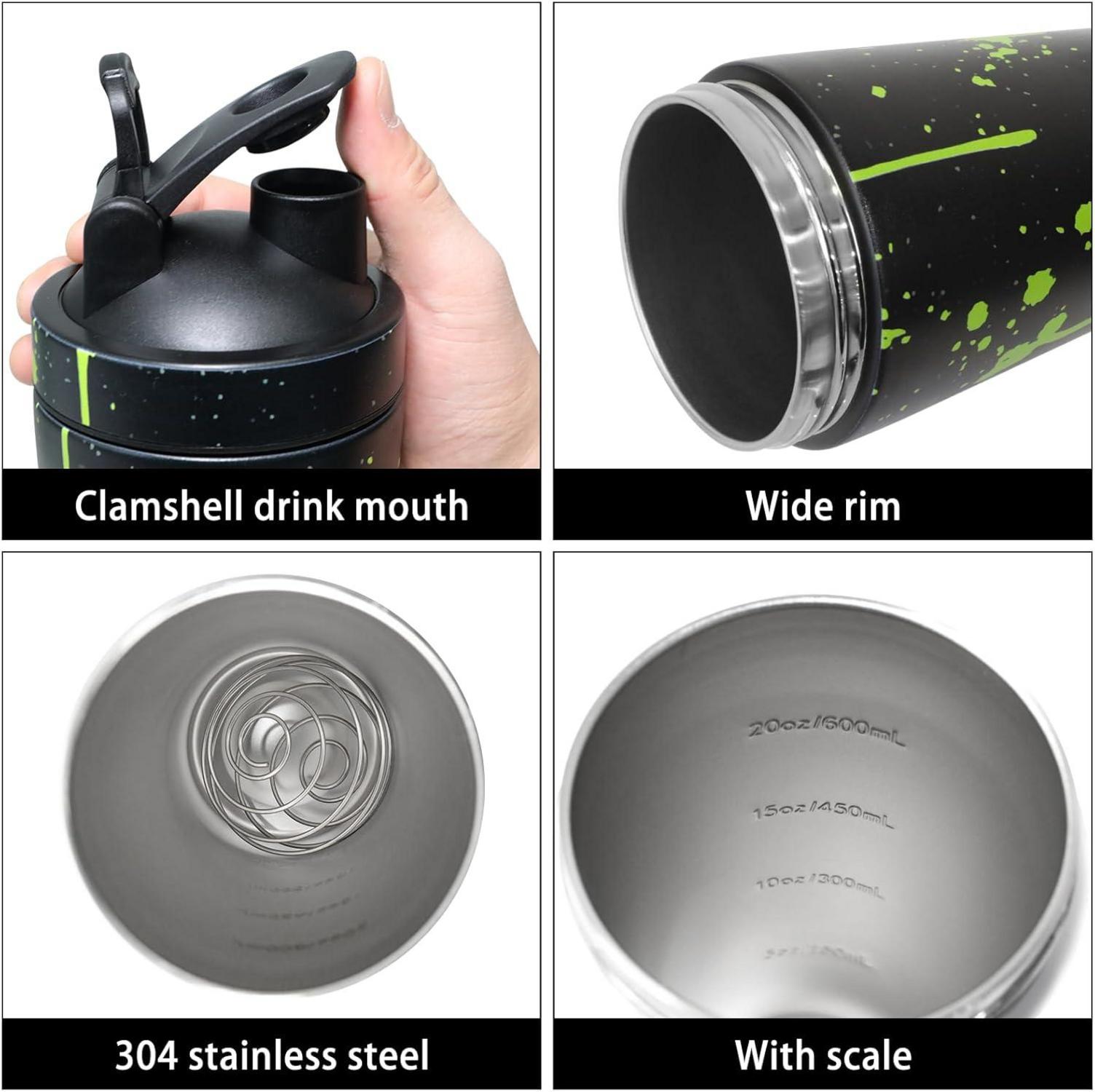 Edelstahl Protein Shaker mit Kugel und Skala, BPA-frei