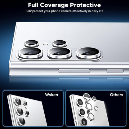 Samsung Galaxy S24 Ultra 5G Kamera Schutzglas 9H Härte HD Metallglas Silber