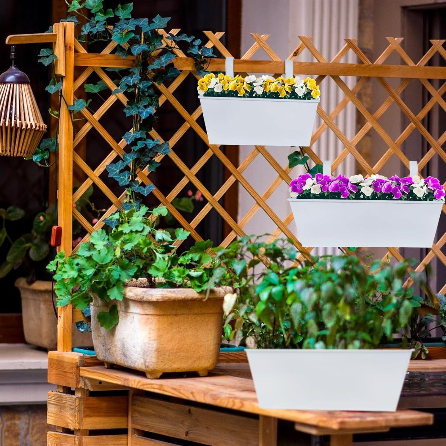 3er Set Metallische Hängende Blumentöpfe für Balkon und Garten